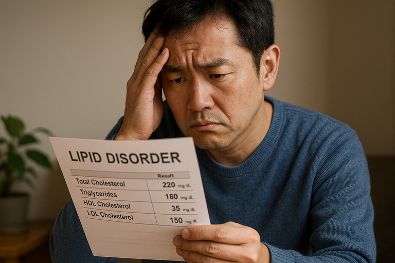 健康診断で脂質異常症で要検査が出た男性