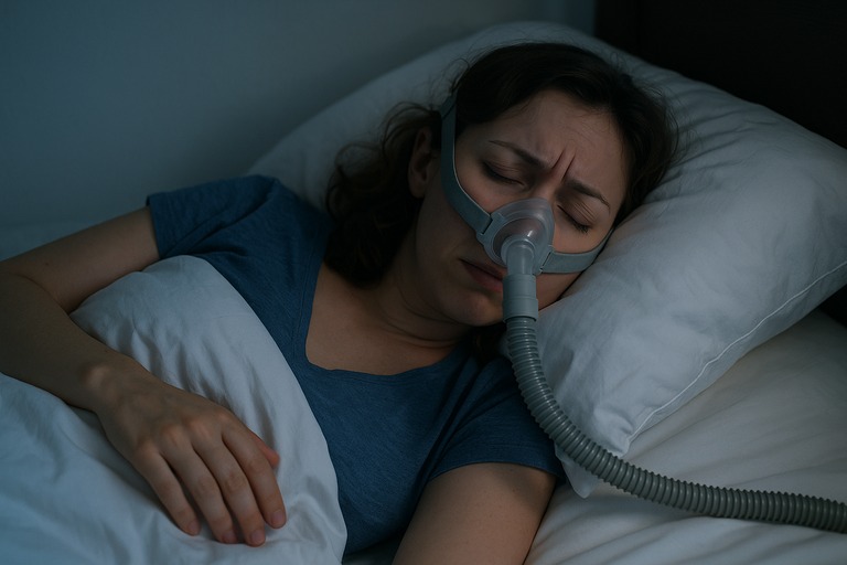 睡眠時無呼吸症候群に苦しむ女性