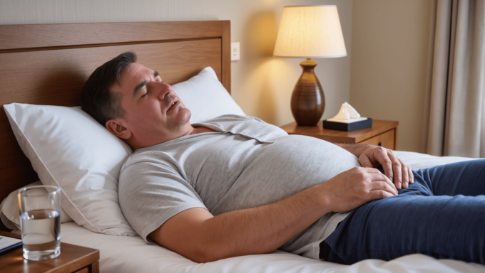 睡眠時無呼吸症候群(SAS)で苦しむ肥満男性